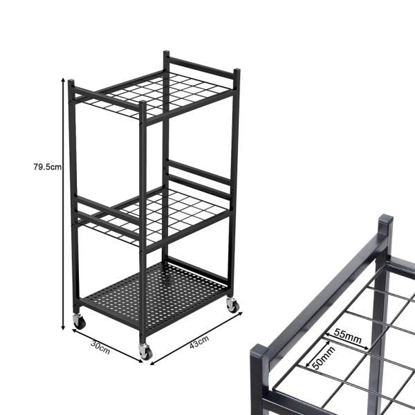 Muxing  Gartengeräte-Regal fahrbares Aufbewahrungsregal Regal Abstellregal Gartenregal Aufbewahrung für Pflanzzubehör Schwarz 43*30*79.5cm 【GJJ6855-HEI】